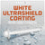 White ultrashield coating screw with water droplets on a gray background with text about corrosion resistance