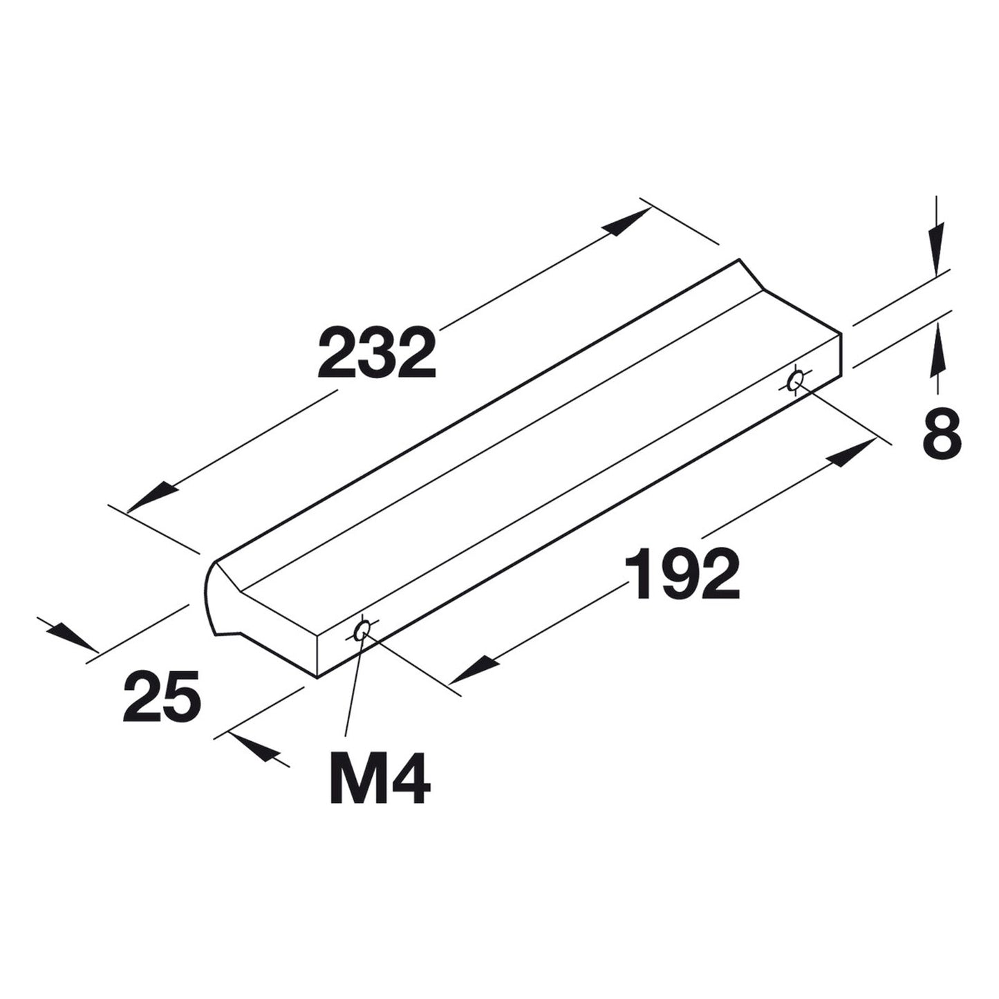 Hafele Metropolitan Cabinet Handle - Illustration