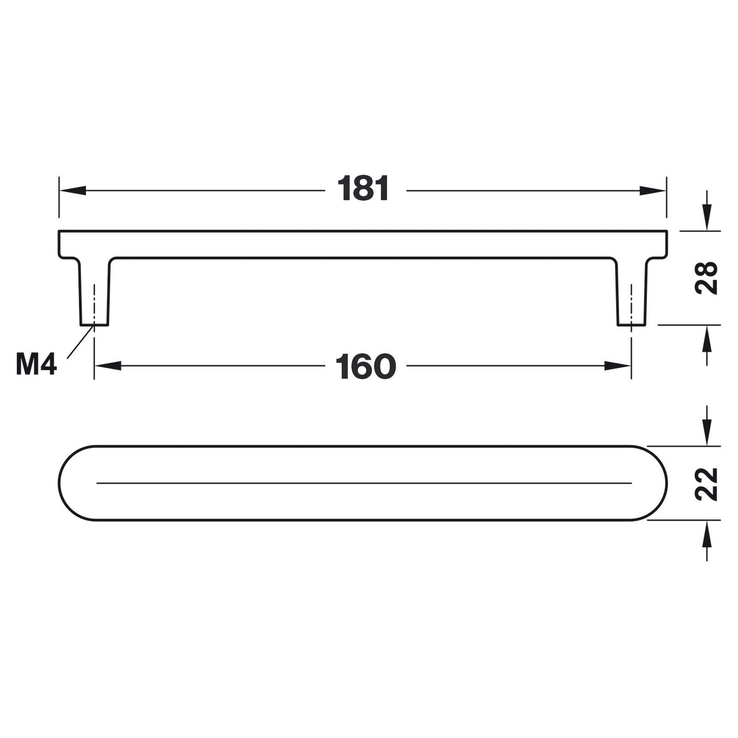 Hafele H2110 Cabinet Handle - Illustration