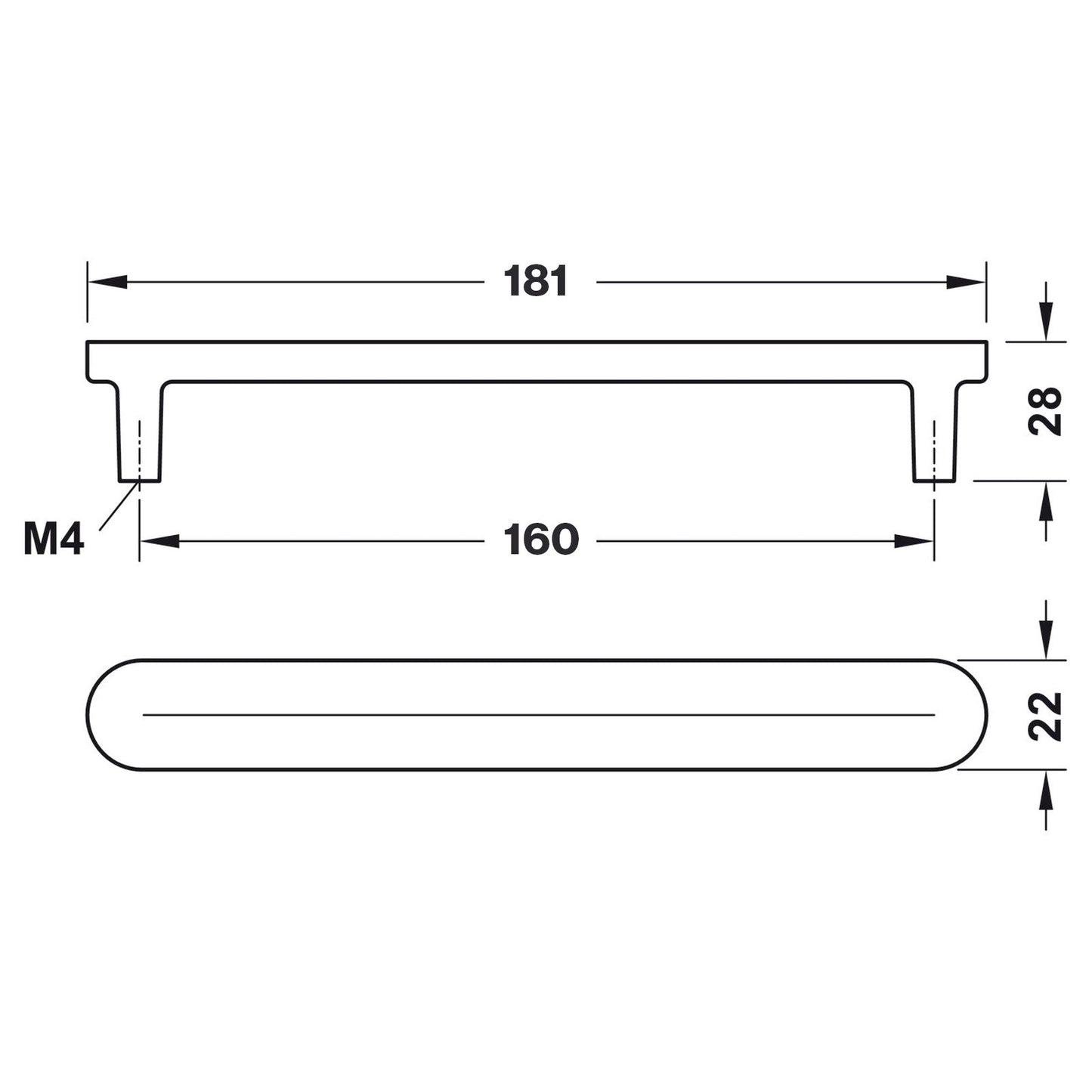 Hafele H2110 Cabinet Handle - Illustration