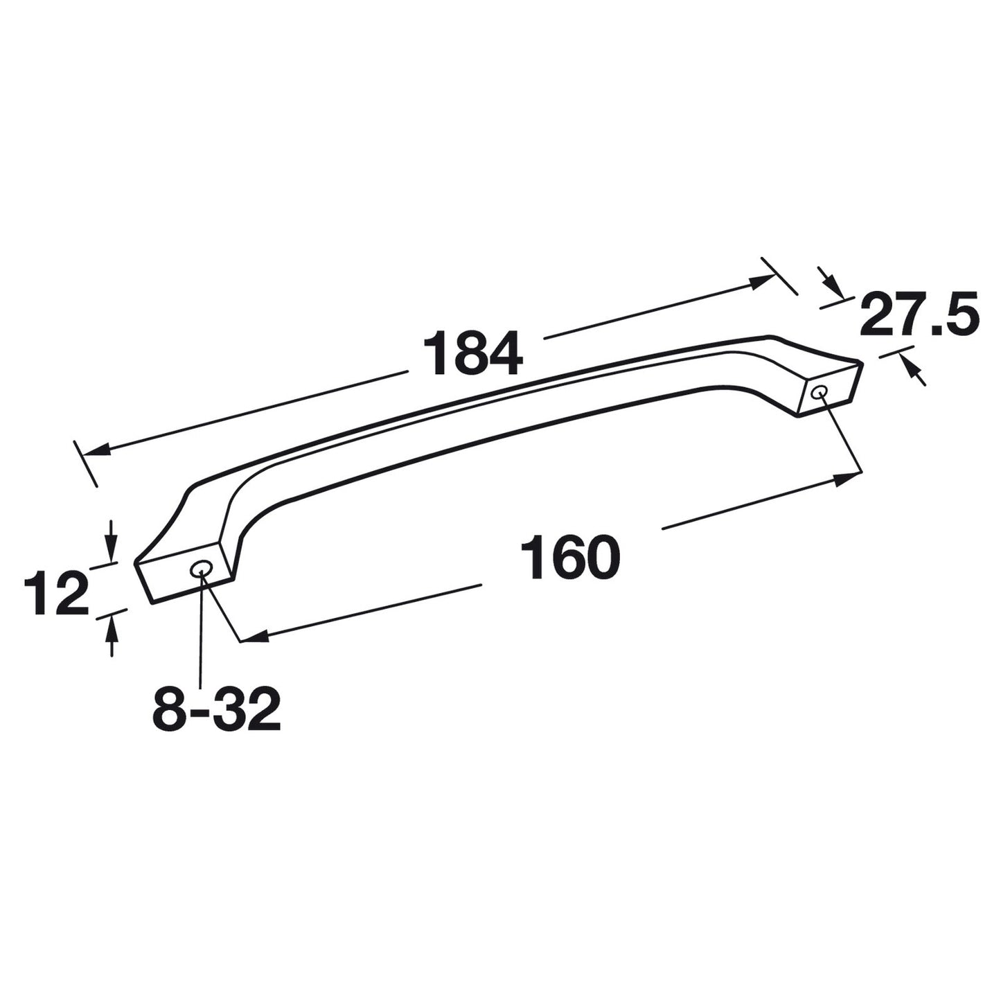 Hafele Elite TAG Hardware Transitional Collection Cabinet Handle - Illustration