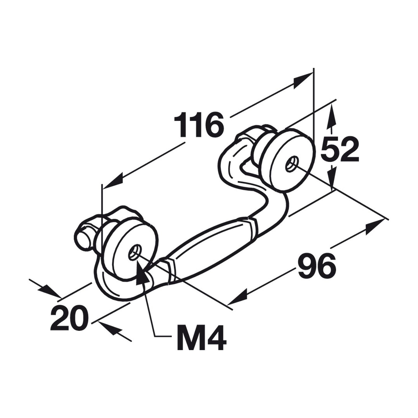 Hafele Charleston Drop Cabinet Handle Illustration