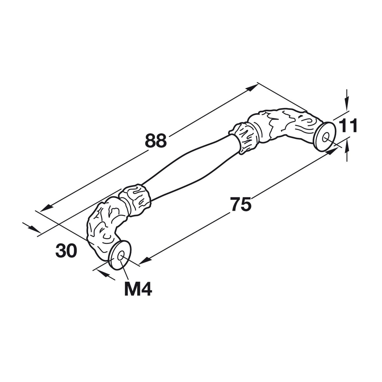 Hafele Artisan Cabinet Handle Illustration