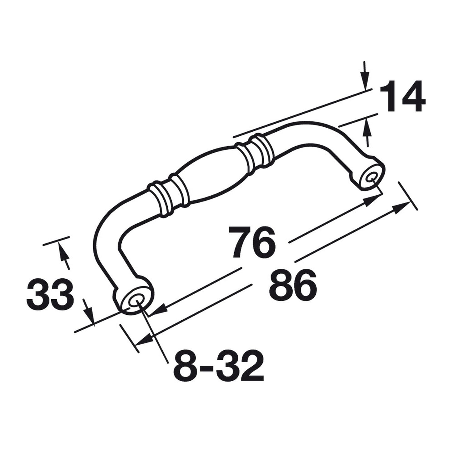 Hafele Amerock Granby Cabinet Handle Illustration