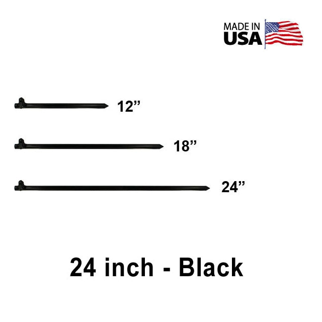 5/8" x 24" Tent Stake - Hot Forged Tent Pin - Black
