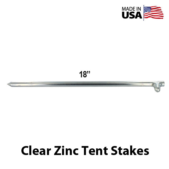 5/8" x 18" Tent Stake - Hot Forged Tent Pin - Clear Zinc Plated
