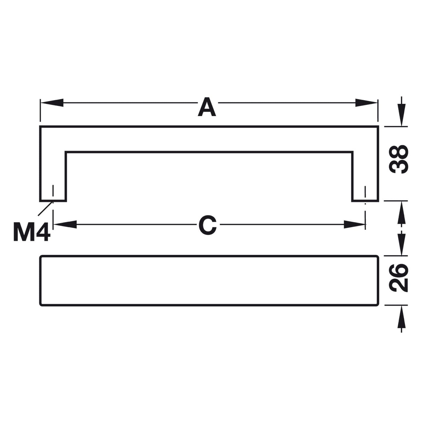 Hafele Futura Cabinet Handle - Illustration