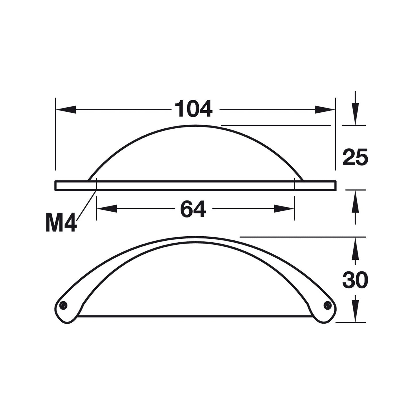 Hafele Dakota Cup Handle - Illustration