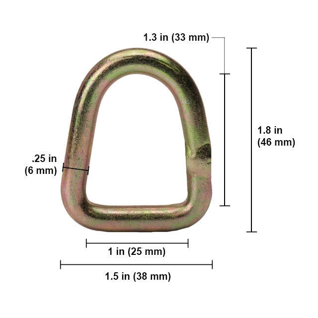 1" Wire D-Ring - 50 Pack