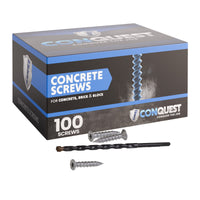 1/4" x 1-1/4" Conquest T-30 Flat Head Concrete Screw - 410 Stainless Steel, Pkg 100