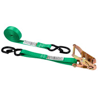 1" x 10' Green Ratchet Strap w/ S-Hook and Keeper