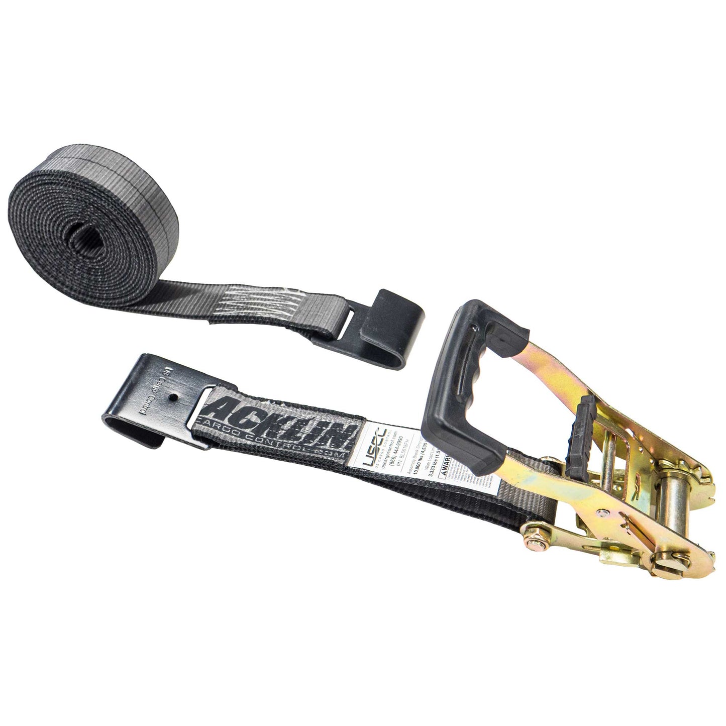 30' heavy-duty ratchet strap - 2" heavy duty blackline ratchet strap with flat hooks