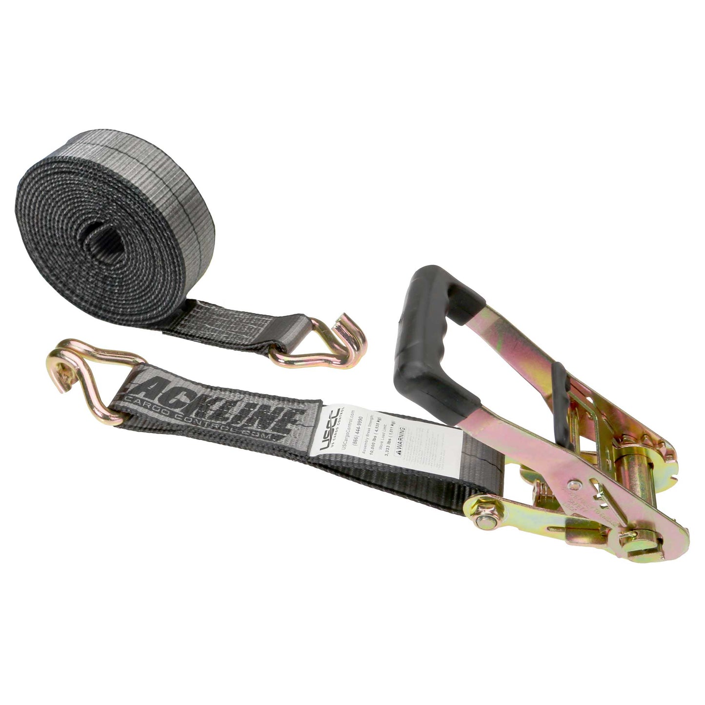 30' heavy-duty ratchet strap - 2" heavy duty blackline ratchet strap with wire hooks