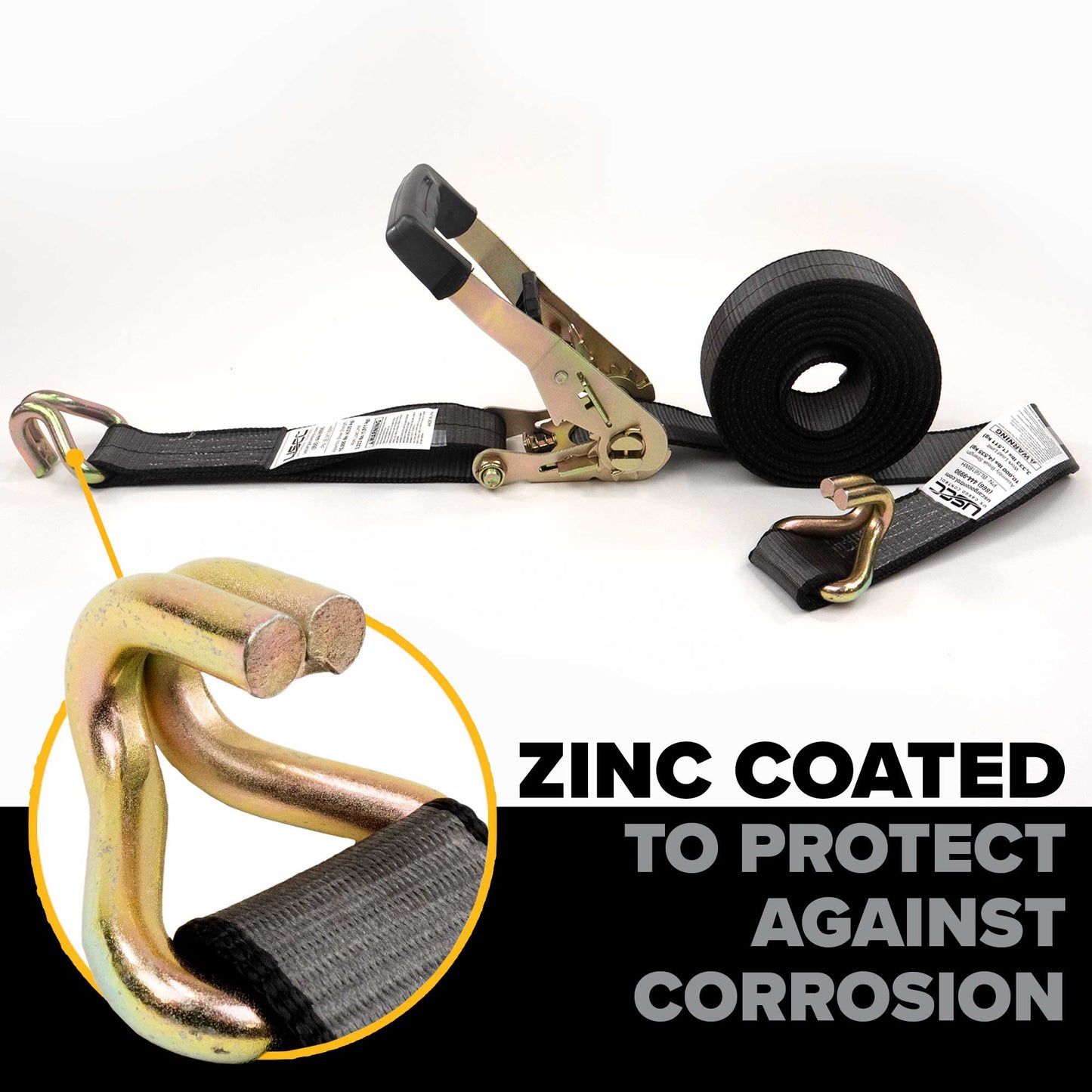 30' heavy-duty ratchet strap - corrosion resistant ratchet and hooks