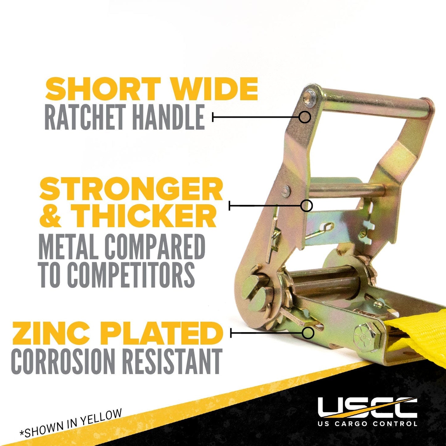 10' endless ratchet strap - short handle ratchet is strong and corrosion resistant