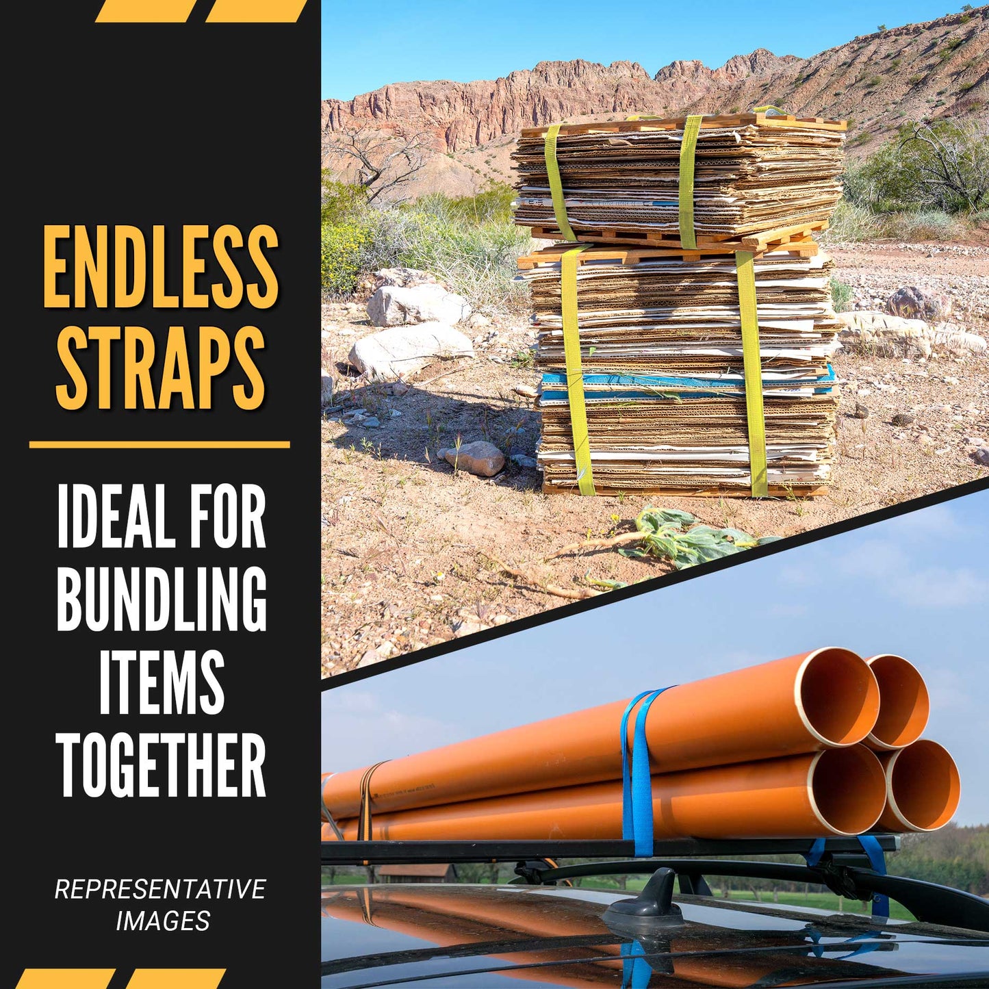 10' endless ratchet strap - endless straps are ideal for bundling items together