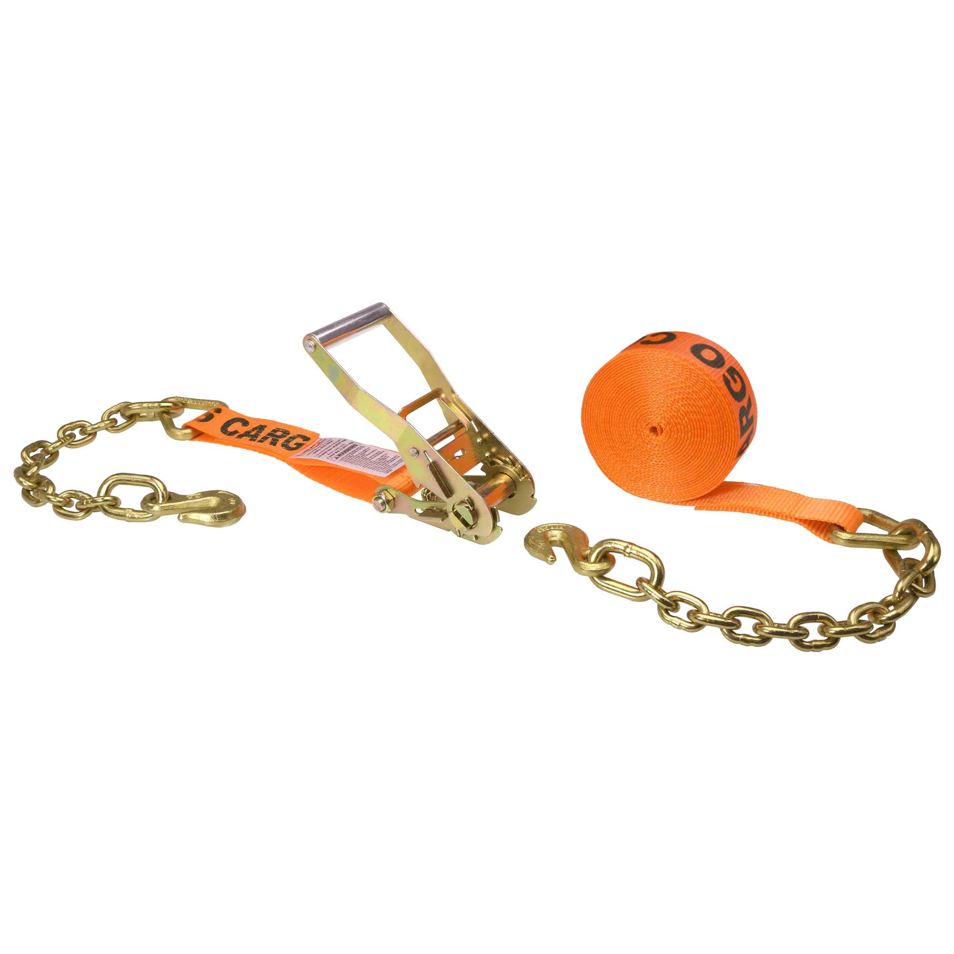 30' ratchet strap -  2" orange chain end ratchet strap