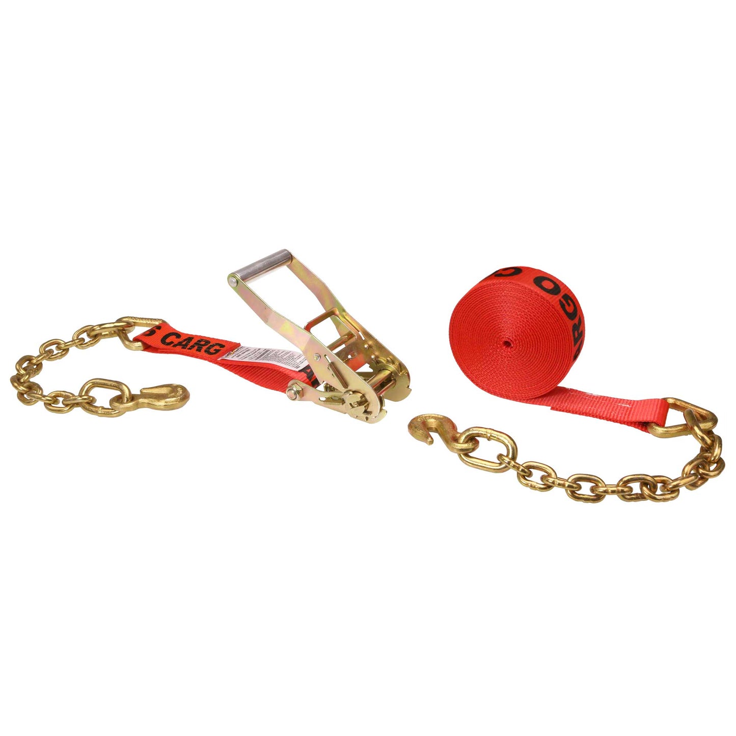 27' ratchet strap - 2" red chain end ratchet strap