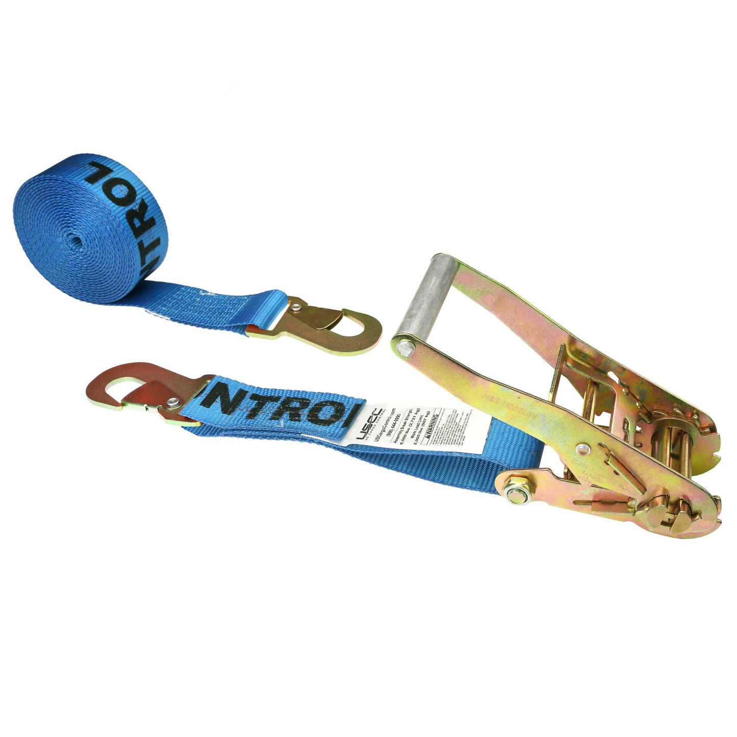 27' ratchet strap - 2" blue flat snap hook ratchet strap