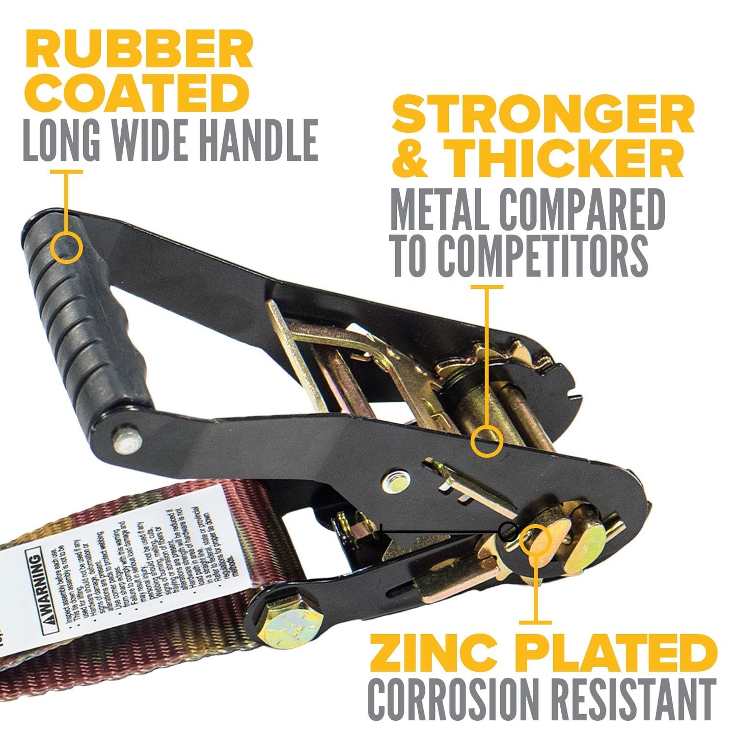 8' ratchet strap - 2" ratchet is strong and corrosion resistant