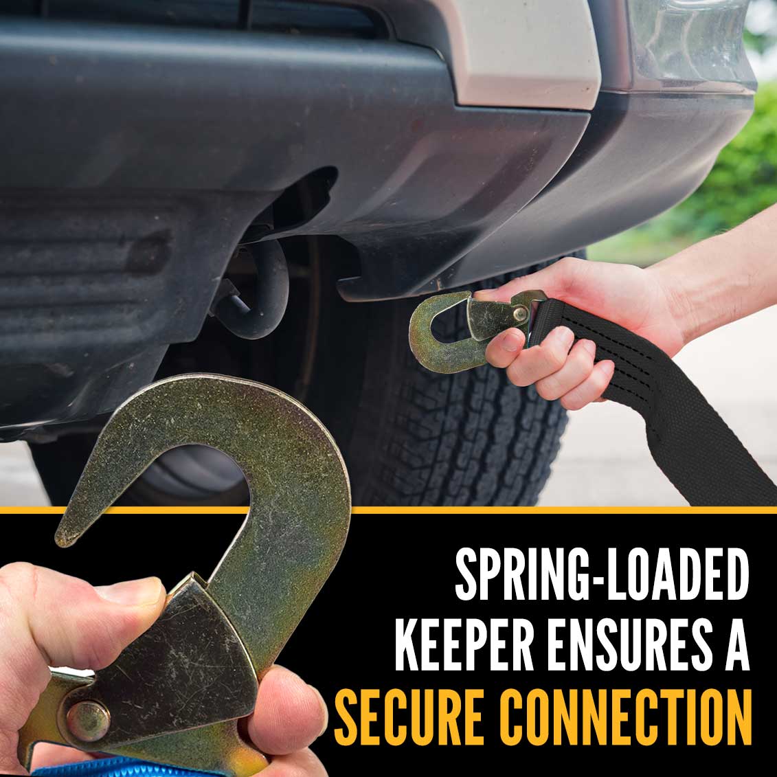 8' ratchet strap - spring loaded keeper provides secure connection