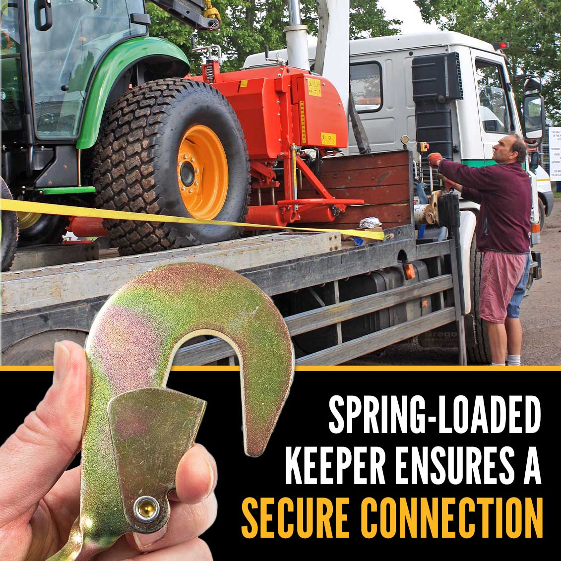 20' ratchet strap - spring loaded keeper provides secure connection