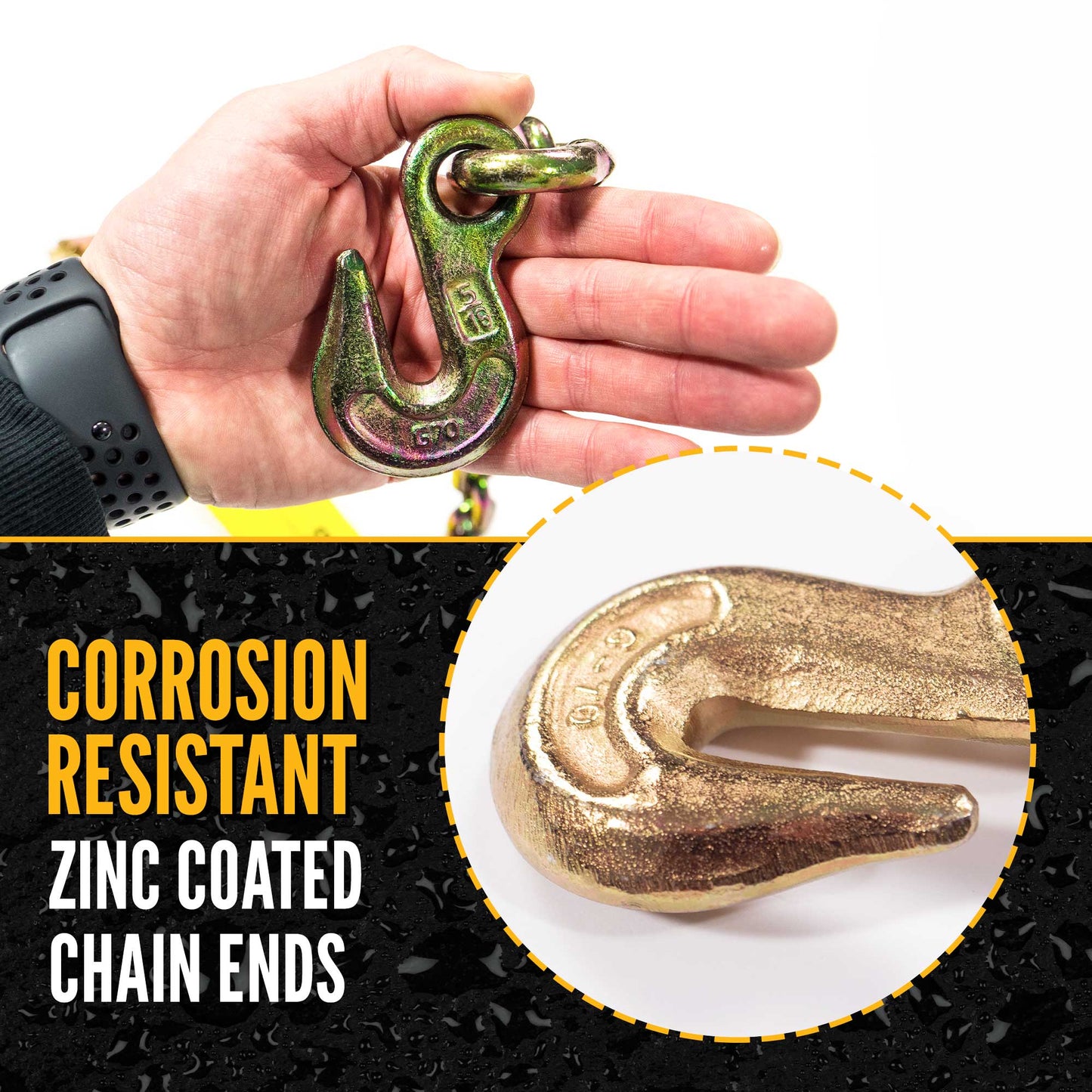 11" replacement for ratchet strap - zinc coated chain extension resists corrosion