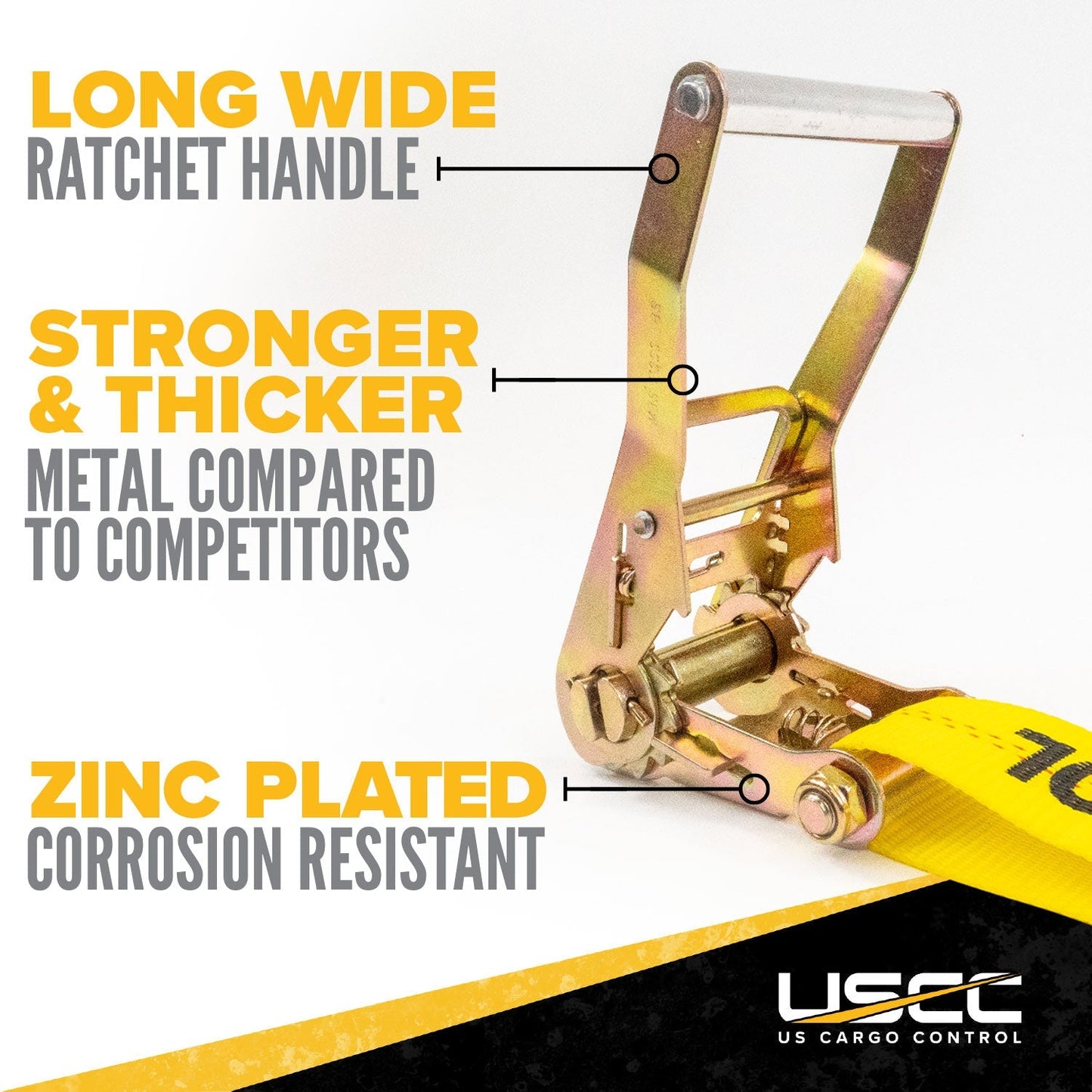 11" replacement for ratchet strap - long wide handle ratchet is strong and corrosion resistant