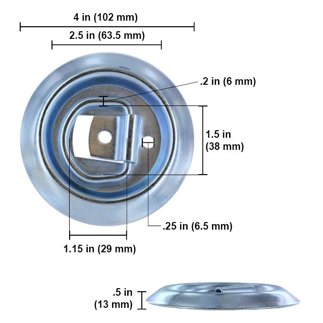 Bolt-On Flush-Mount D-Ring - Galvanized - 1,200 lbs. BS | 4-Pack