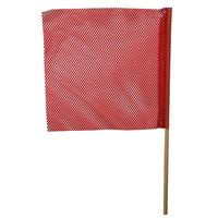 Red Jersey Mesh Safety Flag w/ 32" Dowel: 18" x 18"- DOT Compliant