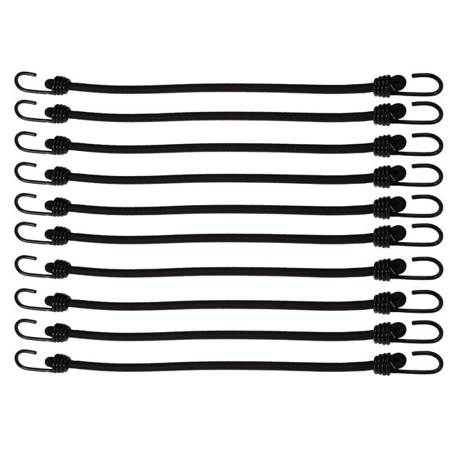 3/8" x 24" Black Bungee Cords (bundle of 10) - 9mm
