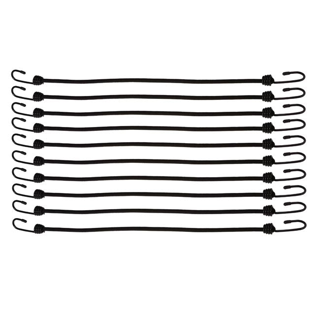 3/8" x 36" Black Bungee Cords (bundle of 10) - 9mm