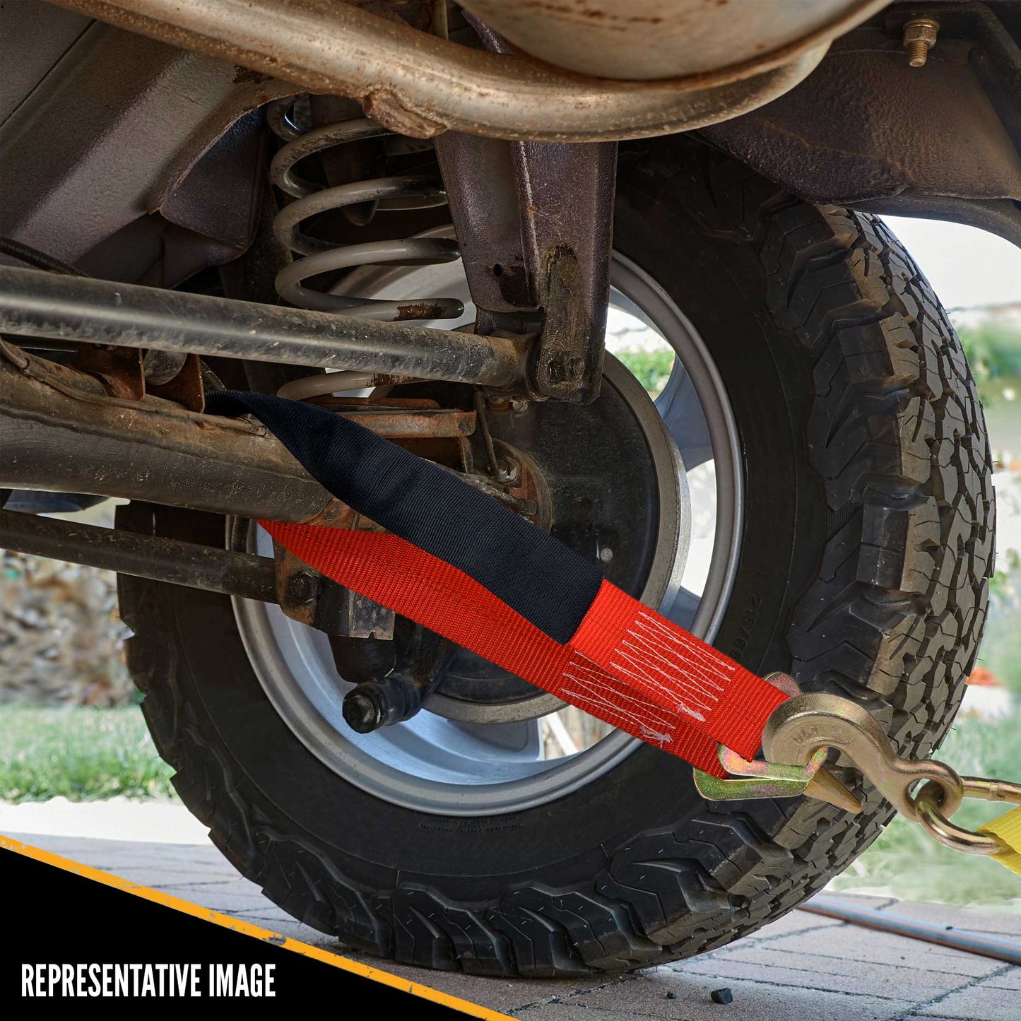 2" x 3' Red Axle Strap w/ 2" Stamped D-Rings