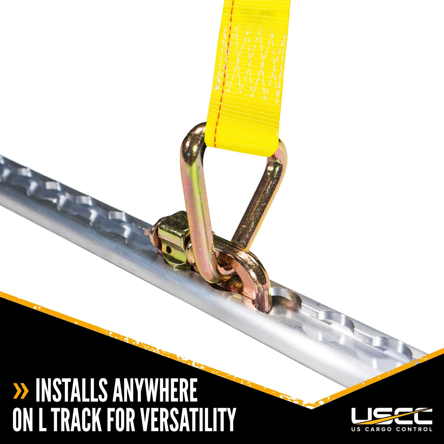 2" x 30' Ratchet Strap with Double Stud Fittings | Yellow
