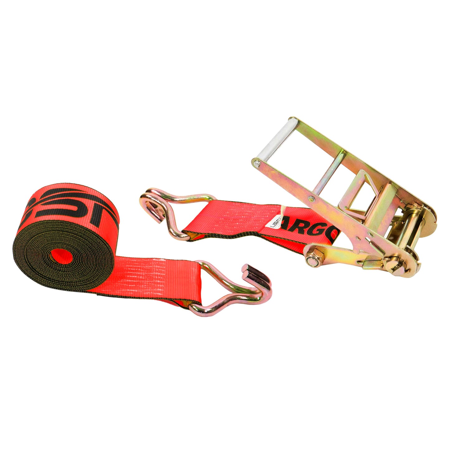 20' 4" heavy-duty red wire hook ratchet strap