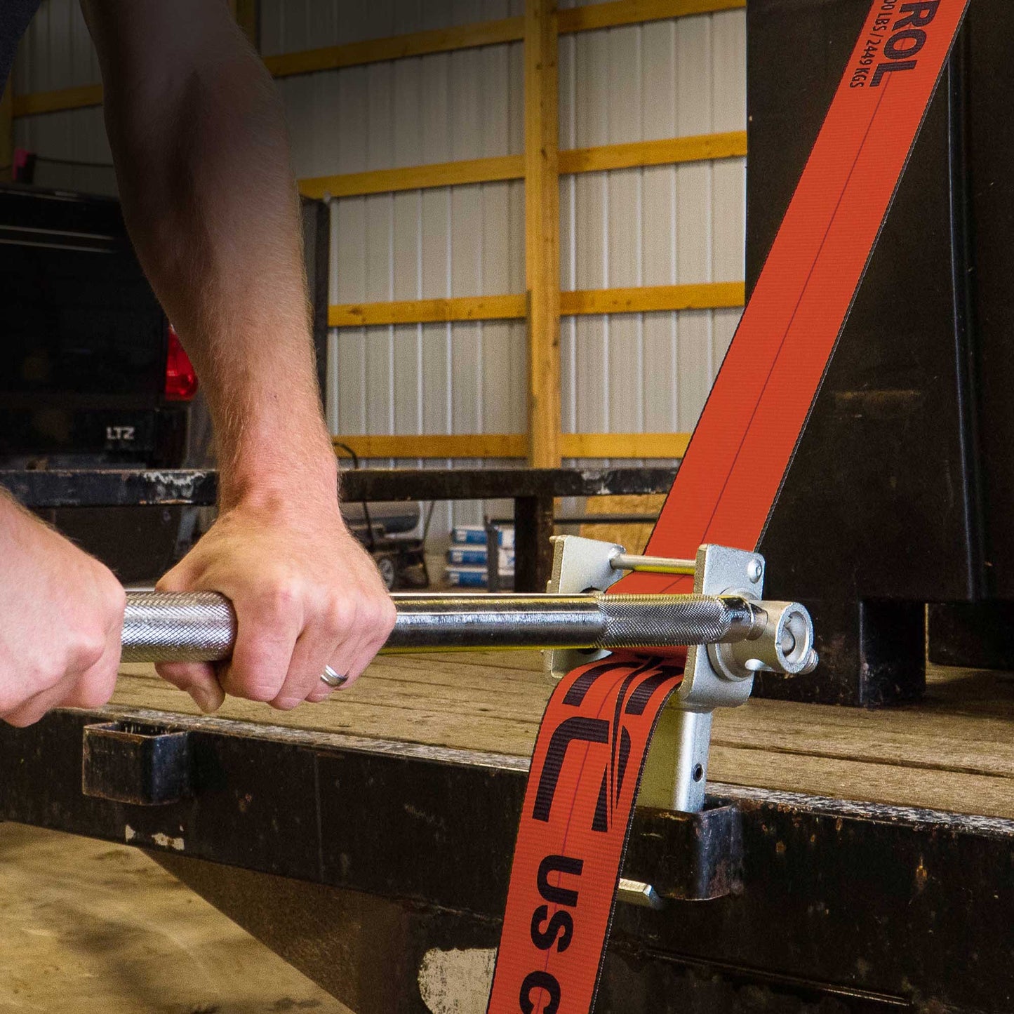 30' heavy duty 4" winch strap in use