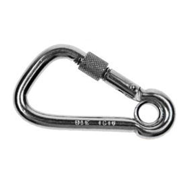 Asymmetrical Carabiner w/ Screw Nut & Eyelet SS T316 - 4-3/4"