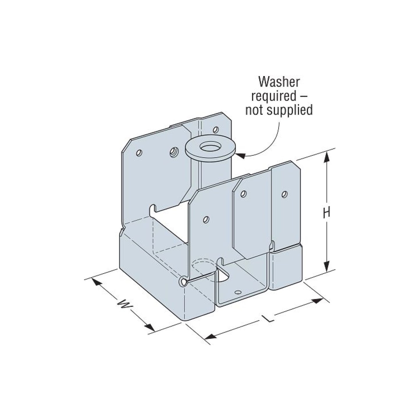 Simpson Strong-Tie ABA24-2Z Adjustable Post Base Illustration