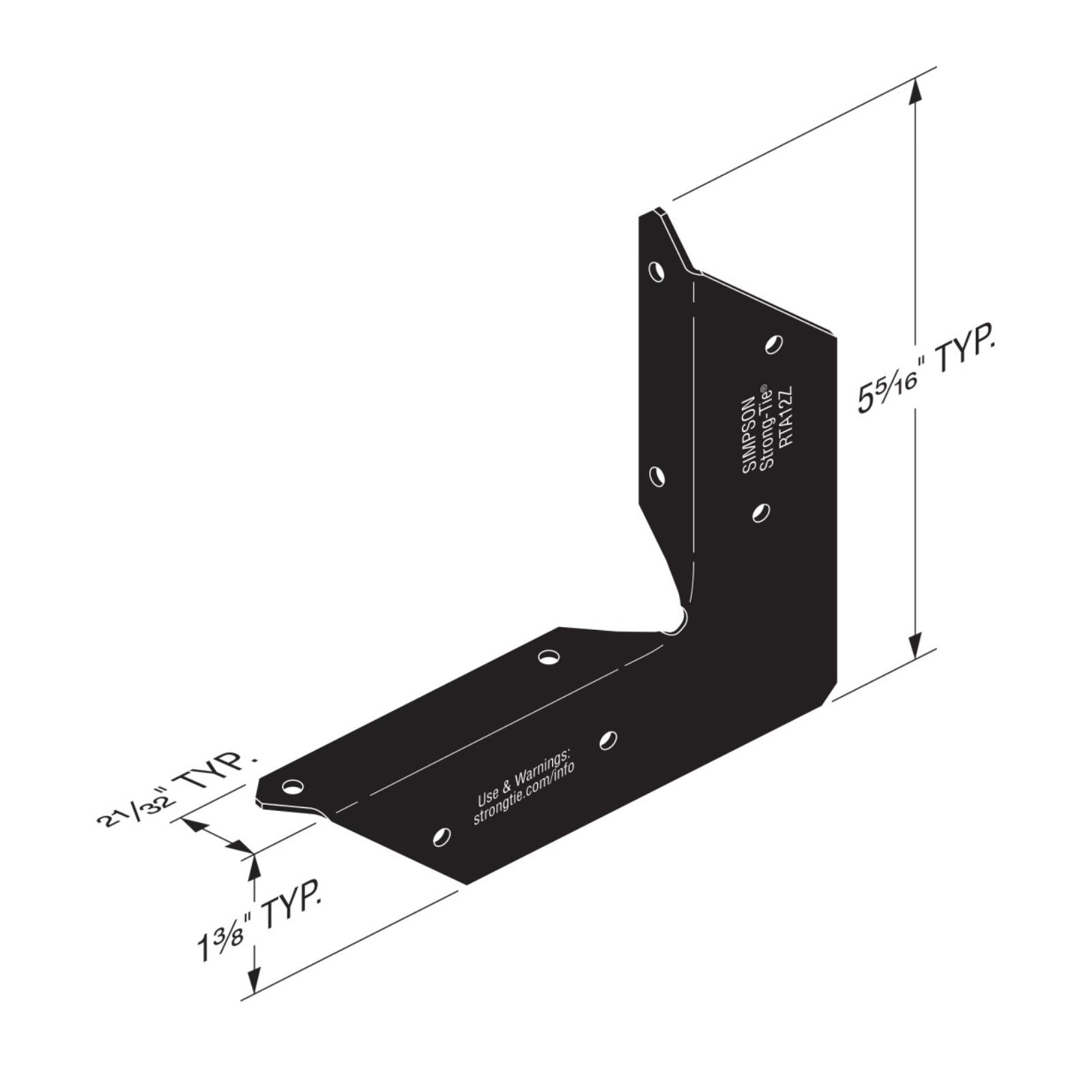 Simpson APRTA12 Rigid Tie Angle - Black Powder Coat
