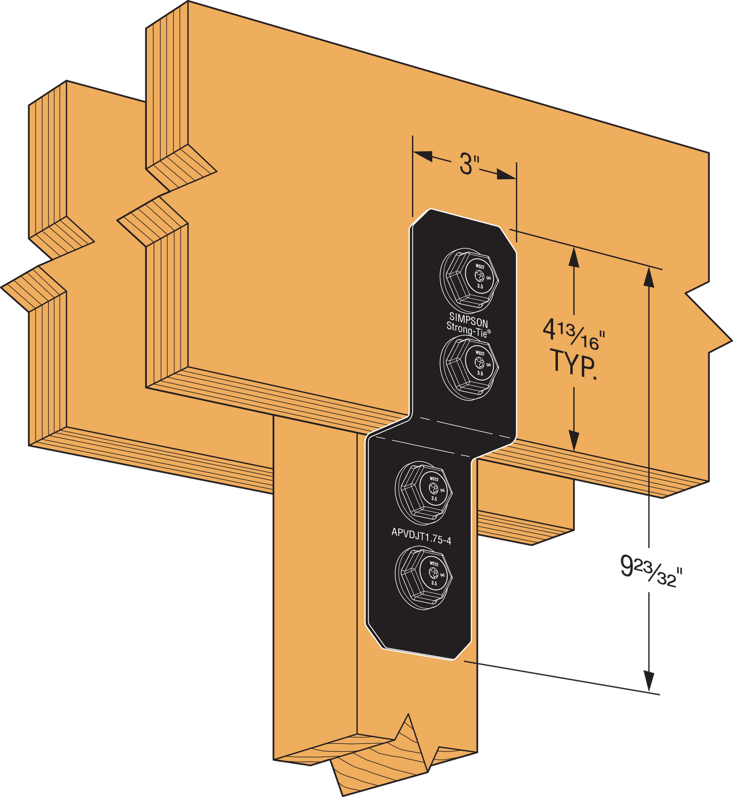 Simpson APVDJT1.75-4 Avant Ornamental Deck Joist Tie - With Required Fasteners