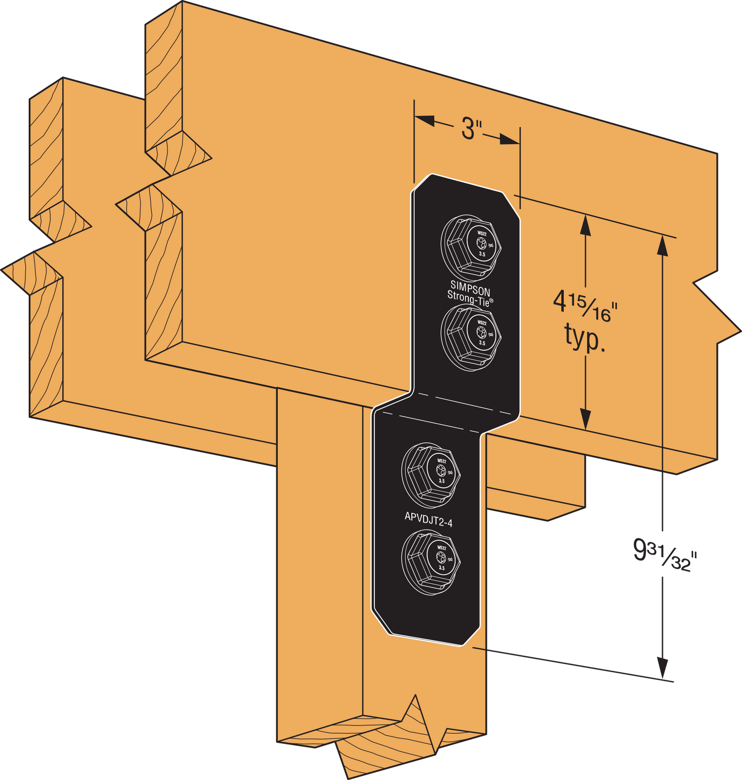 Simpson APVDJT2-4 Avant Ornamental Deck Joist Tie - With Required Fasteners