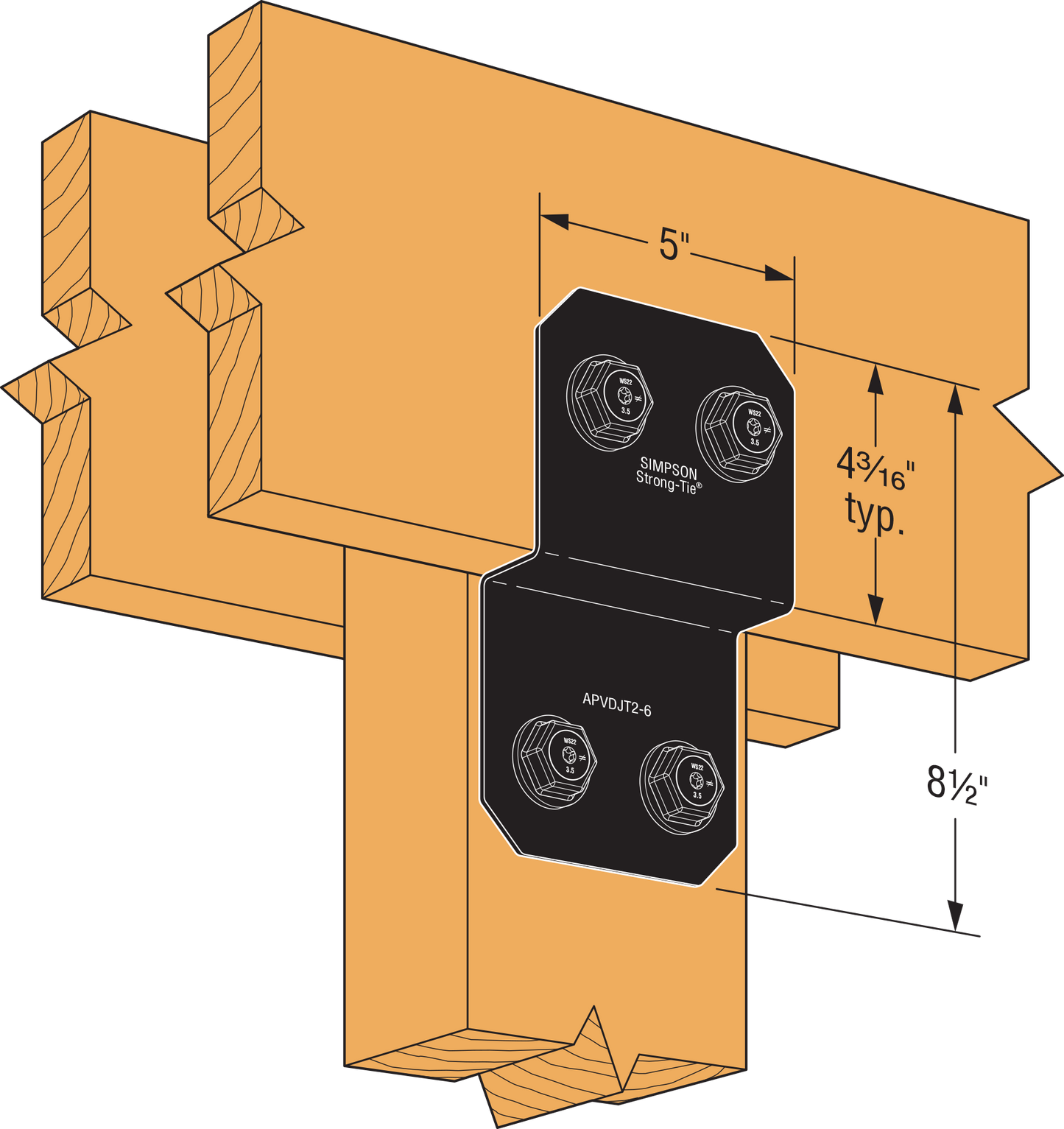 Simpson APVDJT2-6 Avant Ornamental Deck Joist Tie - With Required Fasteners