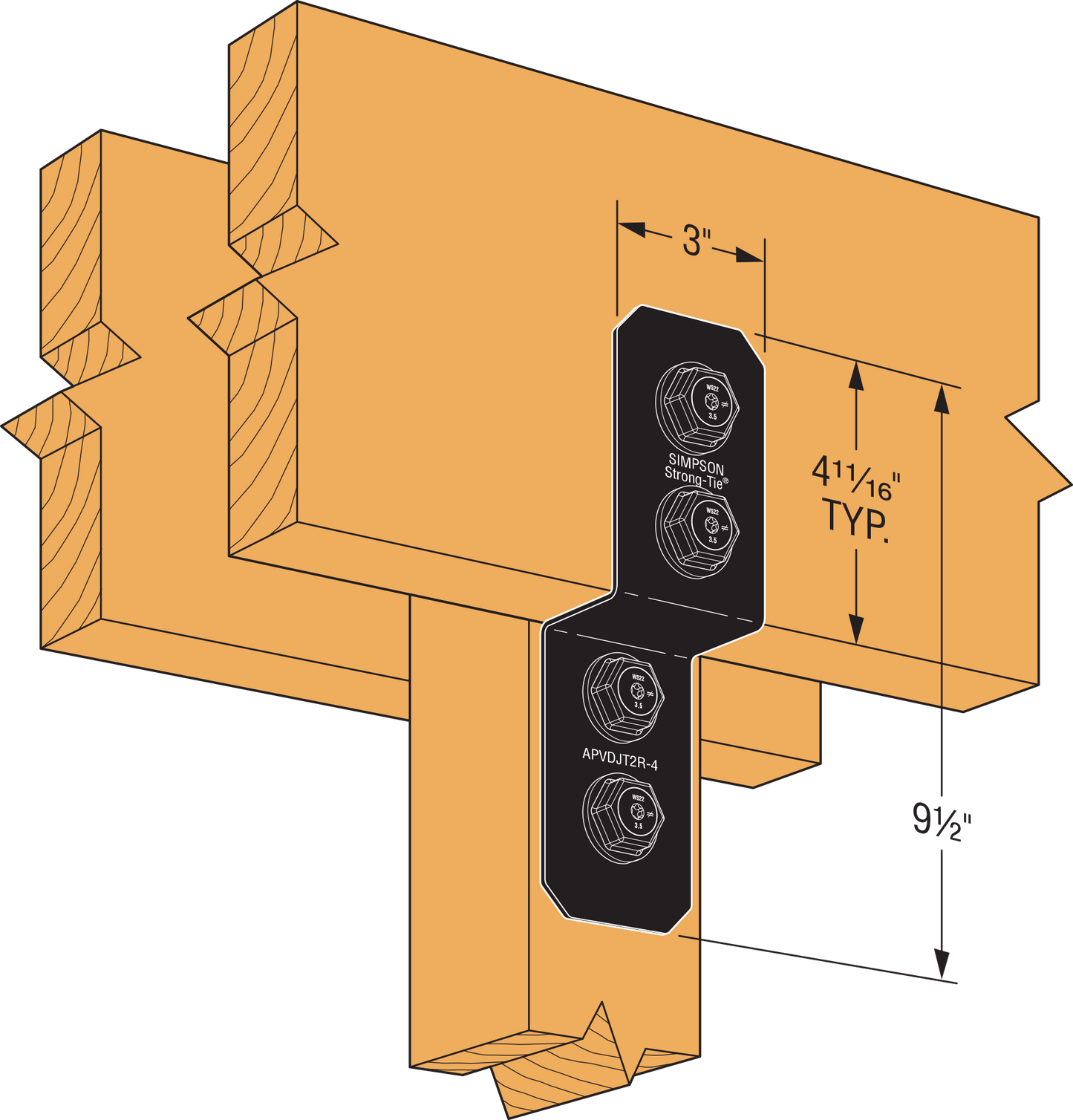 Simpson APVDJT2R-4 Avant Ornamental Deck Joist Tie - With Required Fasteners