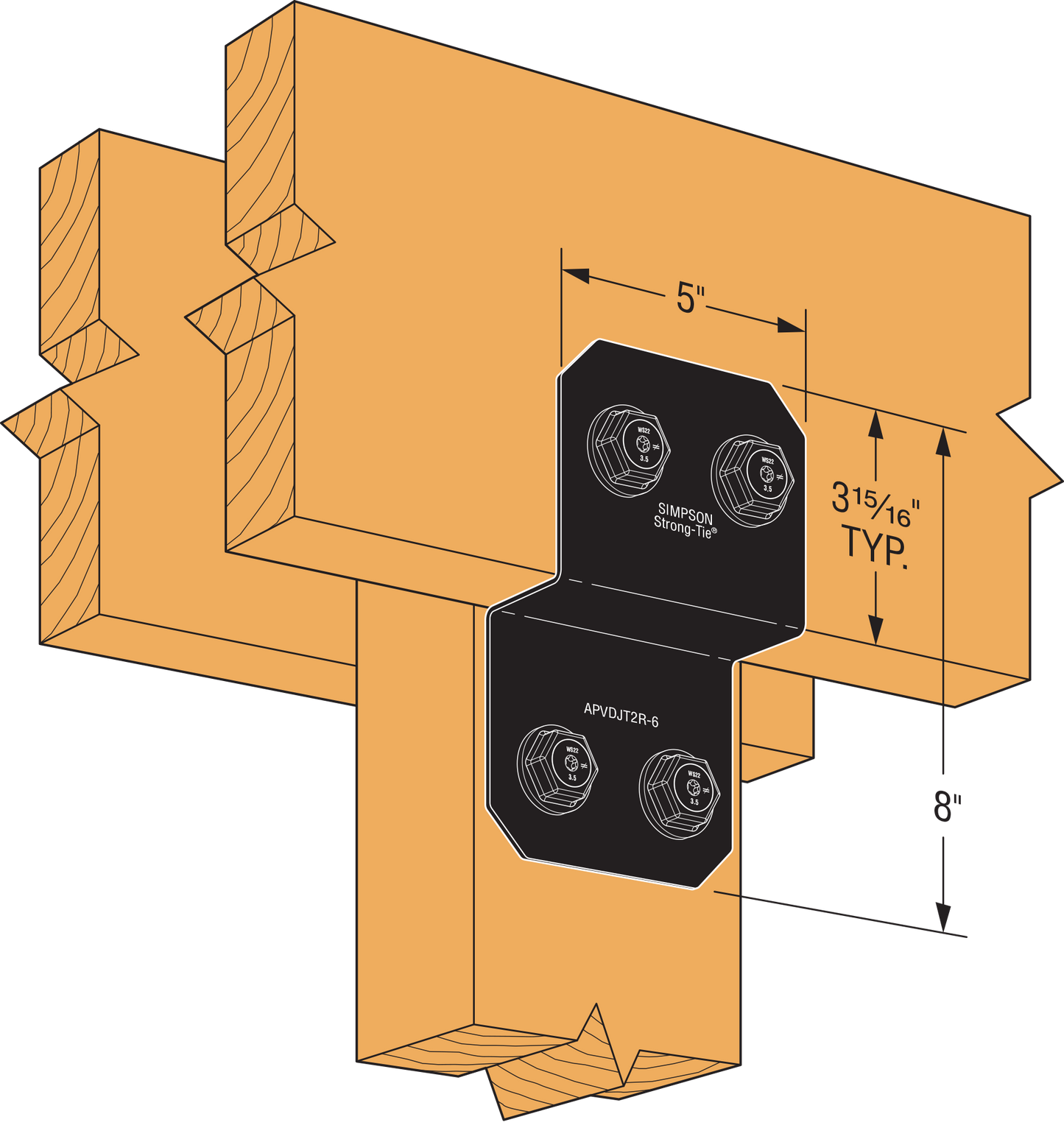 Simpson APVDJT2R-6 Avant Ornamental Deck Joist Tie - With Required Fasteners