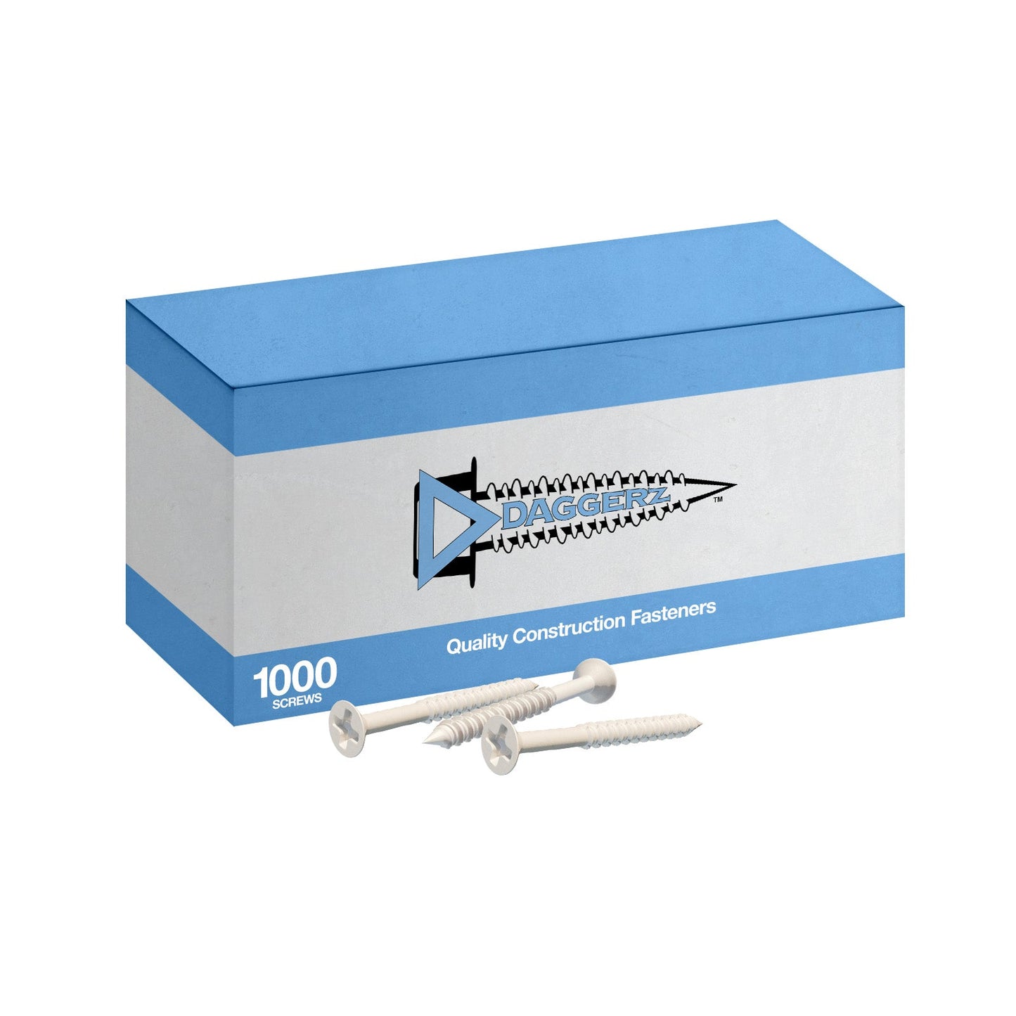 1/4" x 3-1/4" Concrete Screw, Phillips Trim Head - White Dagger-Guard Coating, Pkg 1000