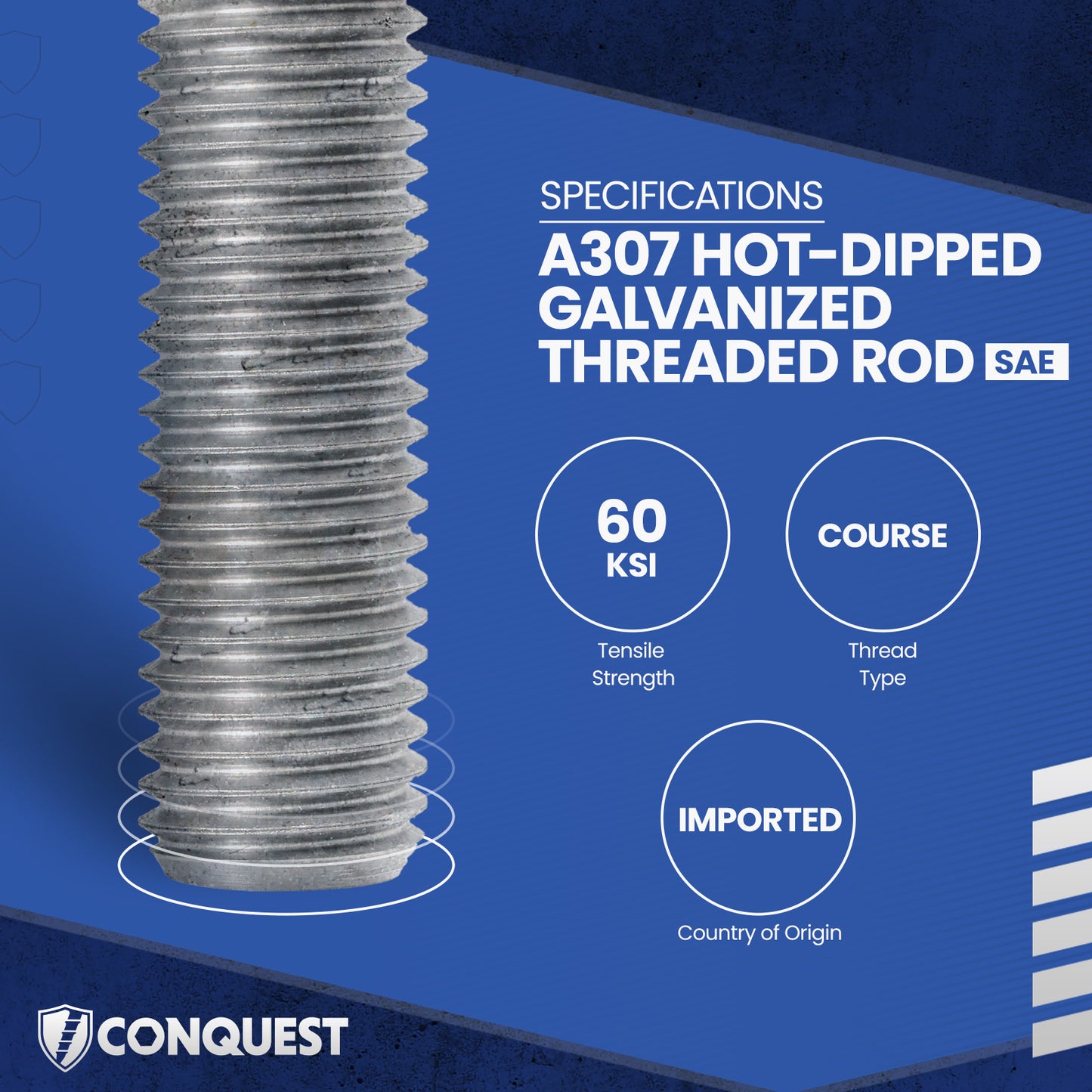 A307 Hot-Dipped Galvanized Threaded Rod Specs