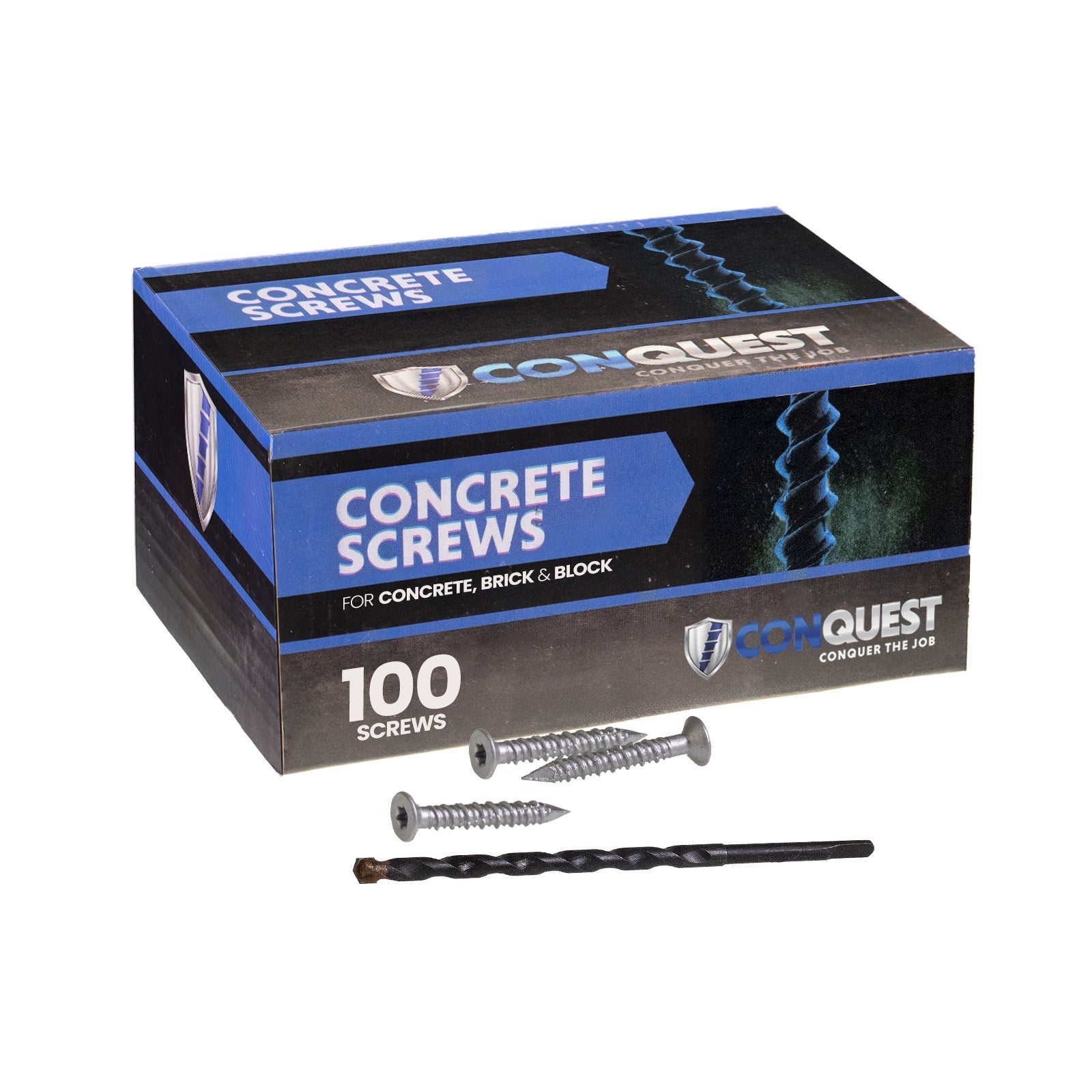 1/4" x 1-3/4" Conquest T-30 Flat Head Concrete Screw - 410 Stainless Steel, Pkg 100