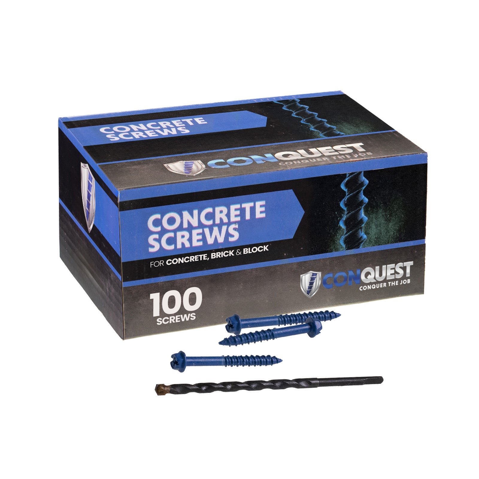 1/4" x 2-1/4" Conquest Hex Concrete Screw, Pkg 100