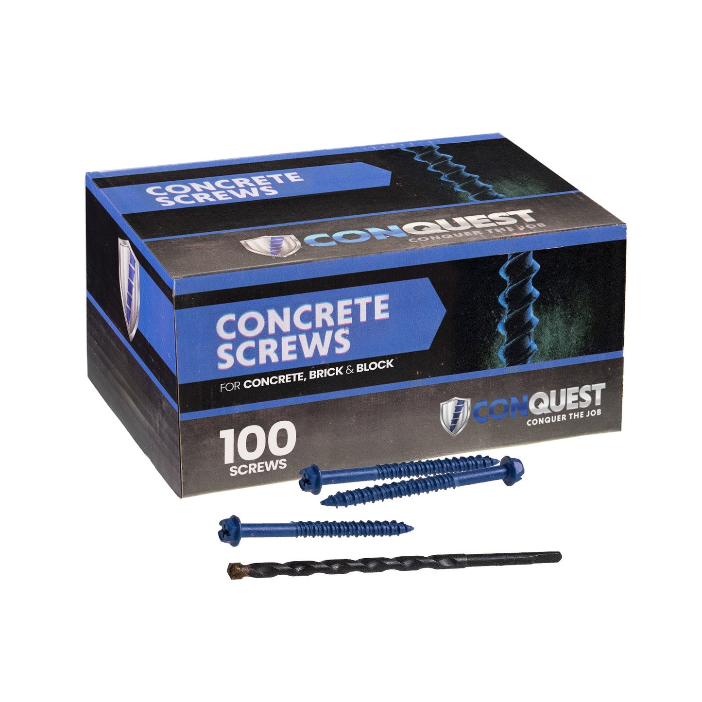 1/4" x 2-3/4" Conquest Hex Concrete Screw, Pkg 100