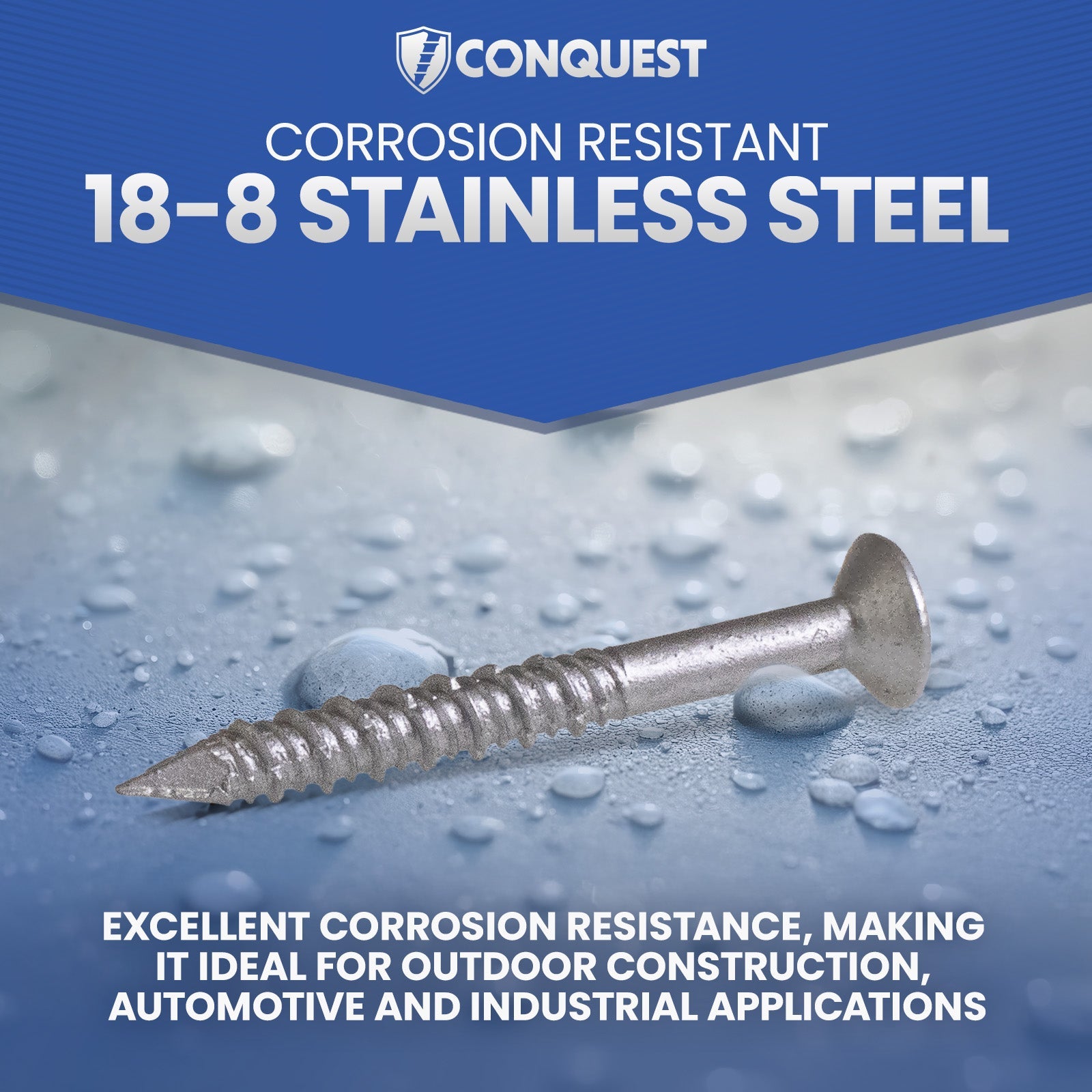 Corrosion Resistant 18-8 Stainless Steel - Ideal for outdoor construction, automotive, and industrial applications